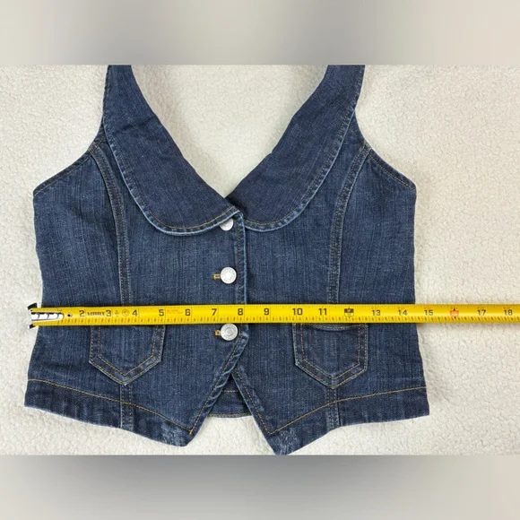Y2K Forever 21 Denim Halter Crop Top Vest Size Small - Picture 8 of 11